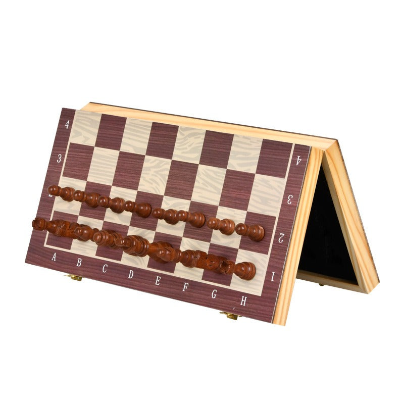 Solid Wood Magnetic Chess & Checker Game Set - Two in One Combination
