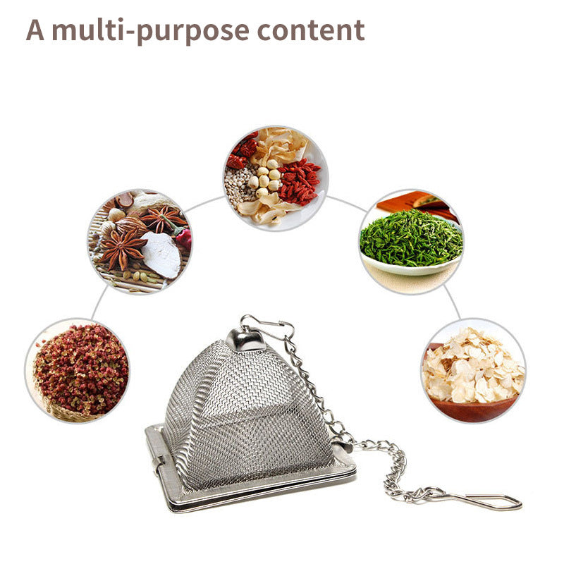 Pyramid Mesh Tea Ball Creative Chain Stainless Steel Tea Drain Love Tea Filter Tea Strainer