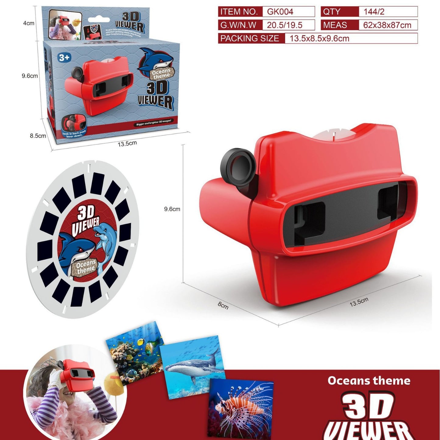 Children's 3D Viewfinder Animal Observation Machine Stereoscopic Rotating Wheel, Viewing and Puzzle Education DV Projector Toy