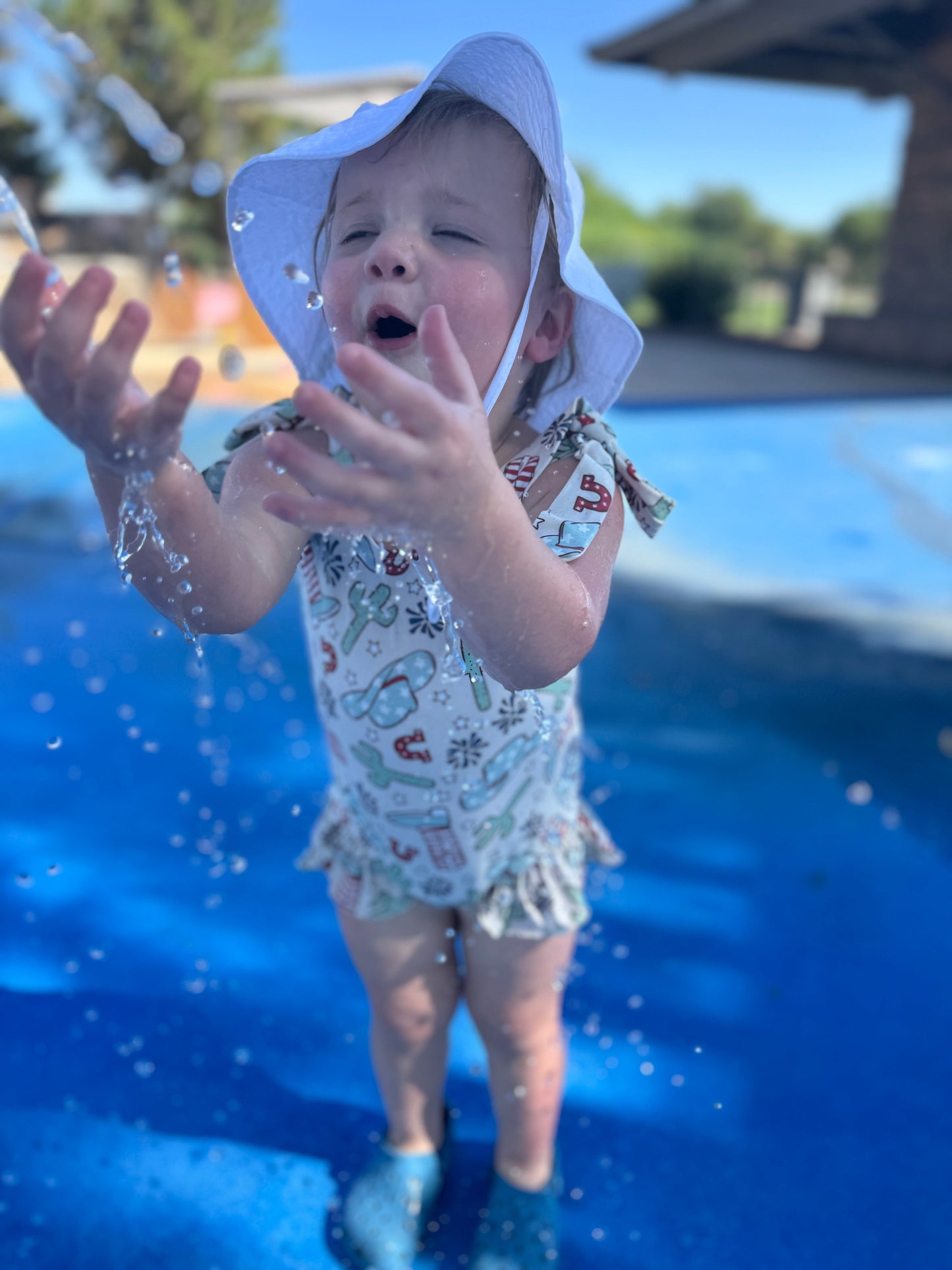 Girls American Rodeo Print One-Piece Swimsuit