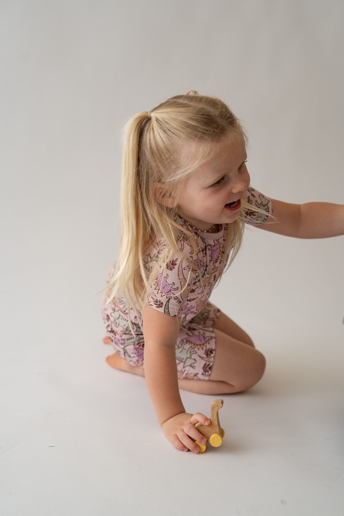 Pink Dino Print 2-piece Shorty Bamboo PJ's