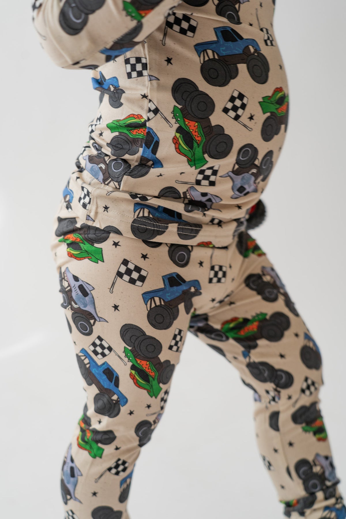 Boy's Bamboo Monster Truck Print 2-piece PJ Set