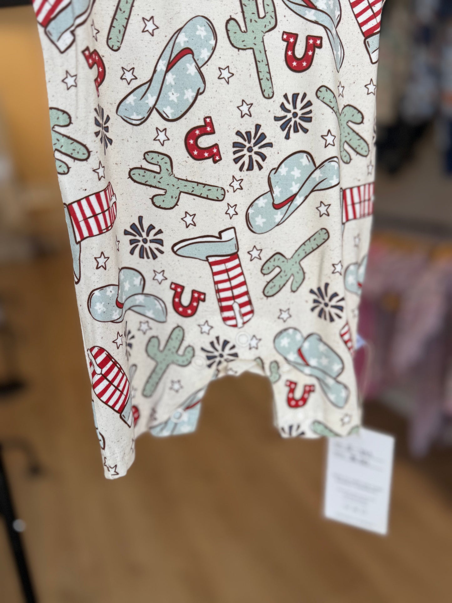 Unisex American Rodeo Print Shorty Tank Romper