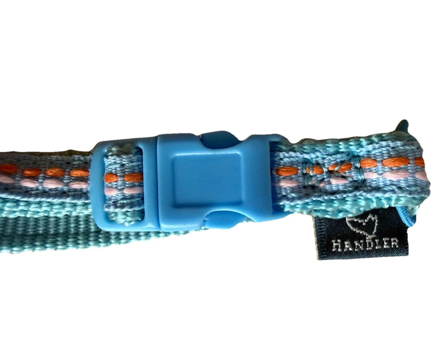 Standard Cat Collar Blue Fabric Plaid Pattern with Bell Adjustable Up to 6.6 lbs