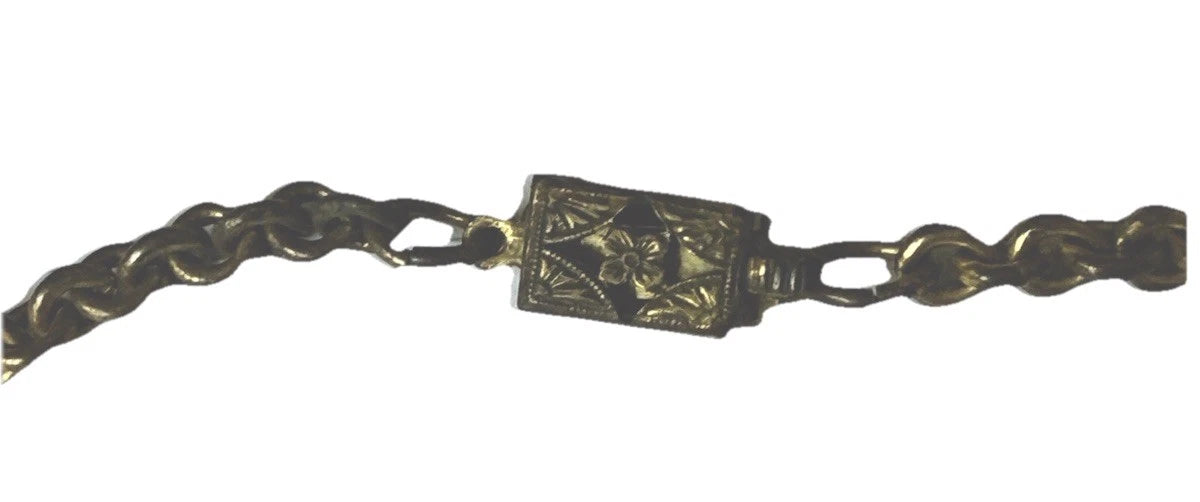 Unique Antique Vintage 1930s Art Deco Etched Brass Festoon Style Choker Necklace
