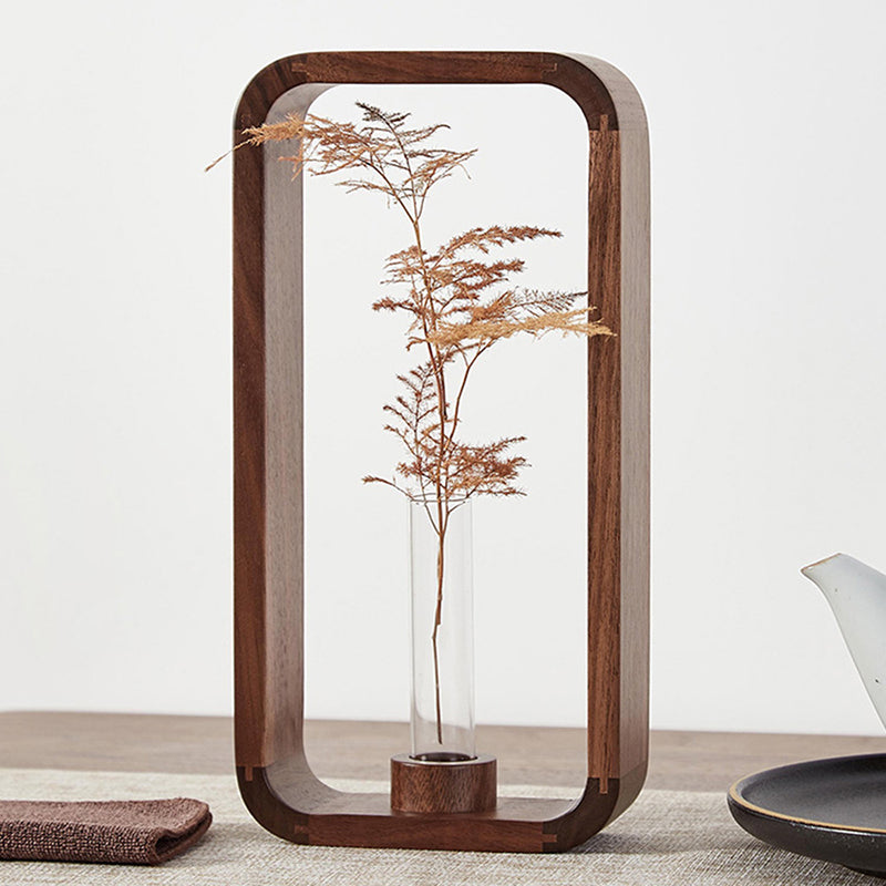 Modern Solid Walnut Wood Hydroponic Large or Small Vase