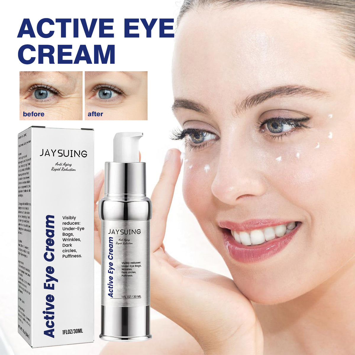 a woman applying eye cream