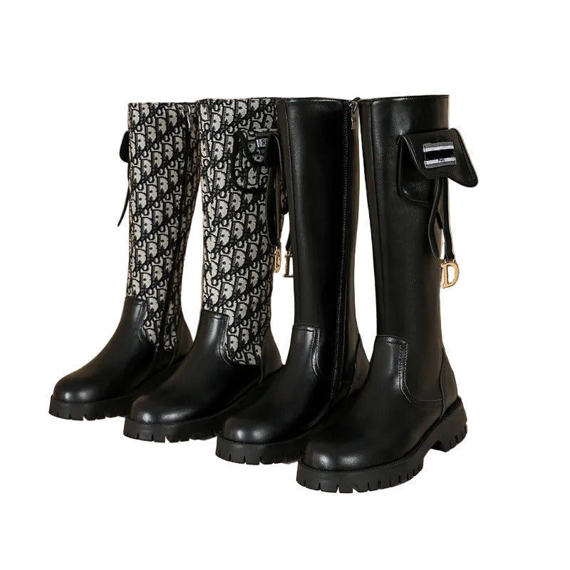 Women's Chelsea Style Chunky Sole Tall Leather Boots