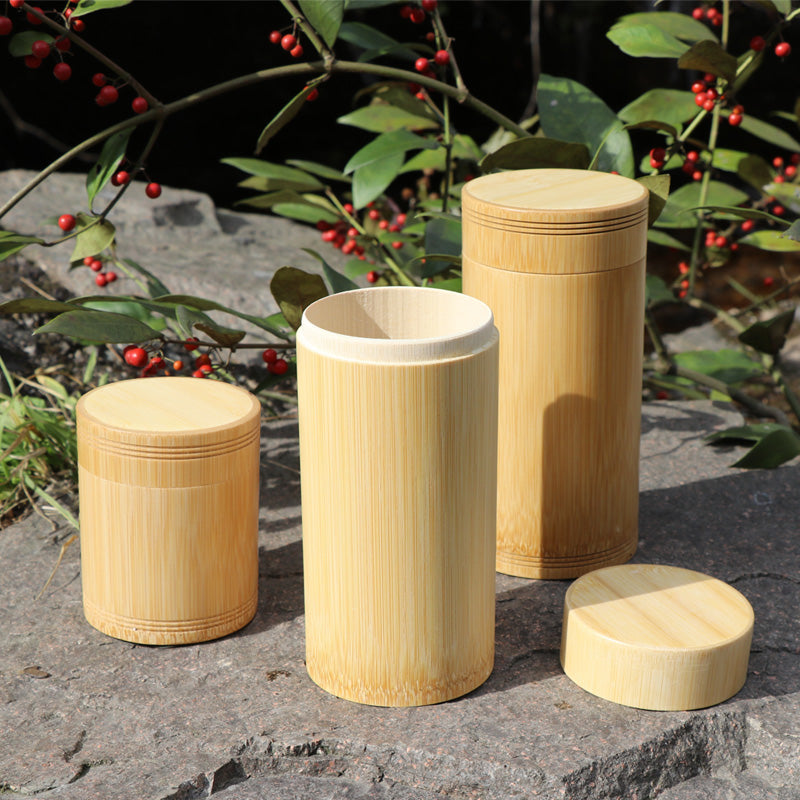Bamboo Wooden Storage Containers with Lids for Spices, Tea, Coffee, Sugar
