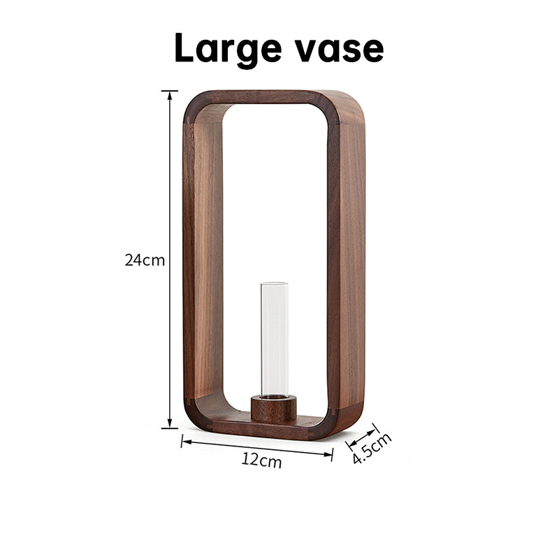 Modern Solid Walnut Wood Hydroponic Large or Small Vase