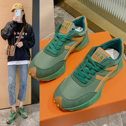 Cute Women's Mesh Blend Athletic Sneakers Shoes with Toe Detailing