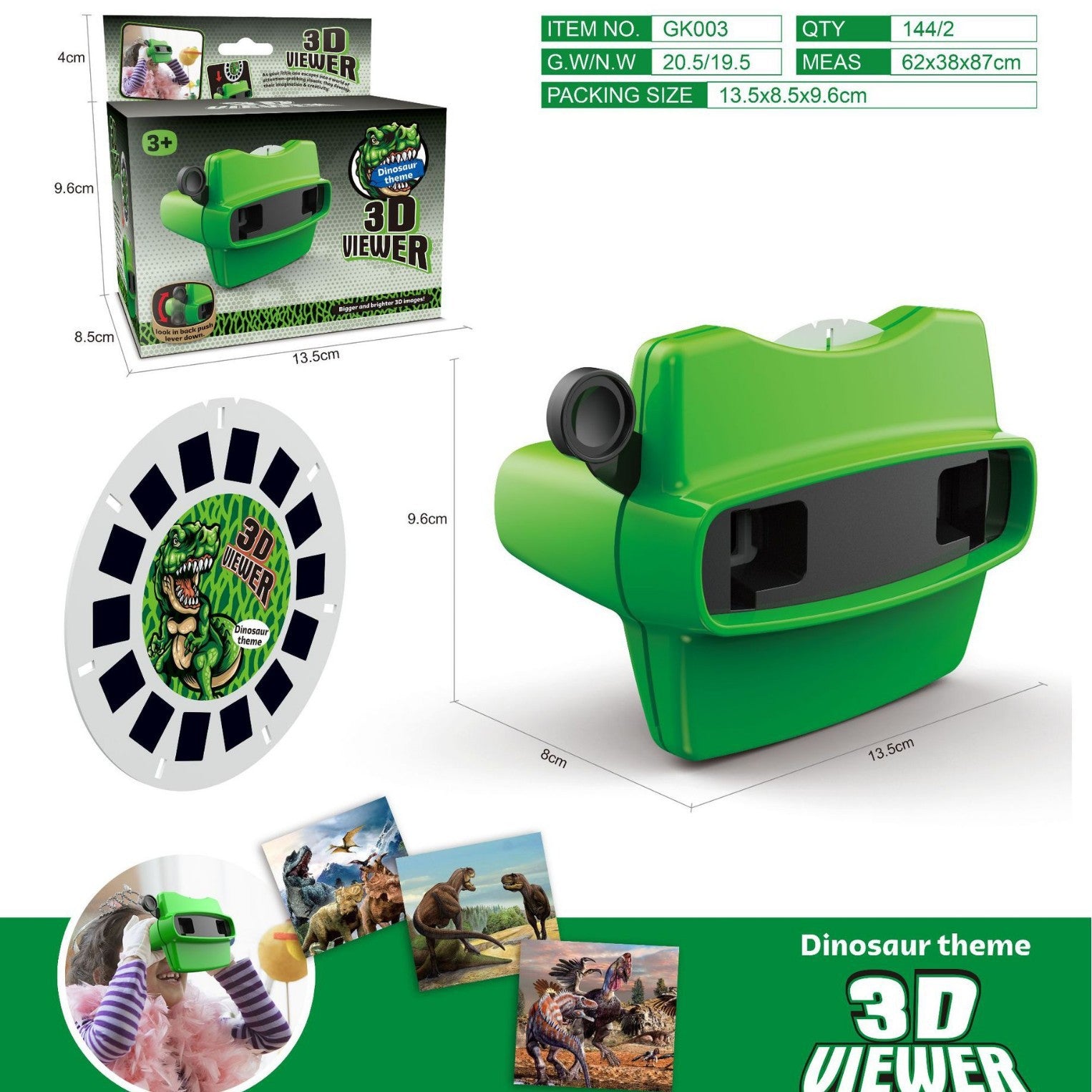 Children's 3D Viewfinder Animal Observation Machine Stereoscopic Rotating Wheel, Viewing and Puzzle Education DV Projector Toy