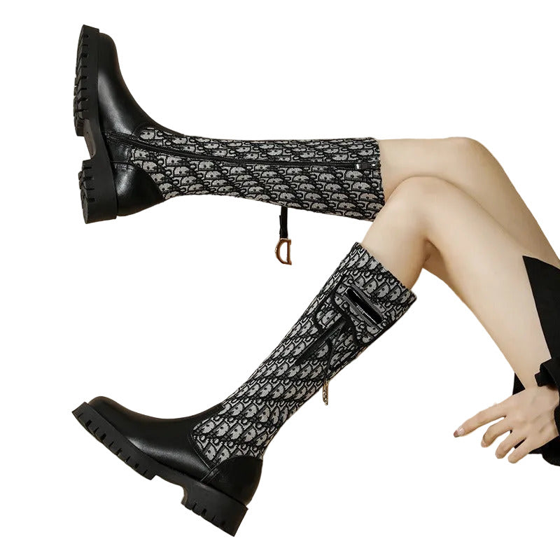 Women's Chelsea Style Chunky Sole Tall Leather Boots