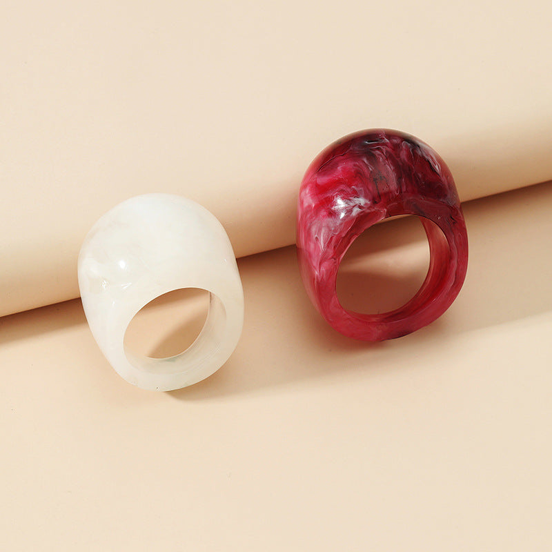 Women's Modern Acrylic Resin Ring Set - Multiple Color Choices