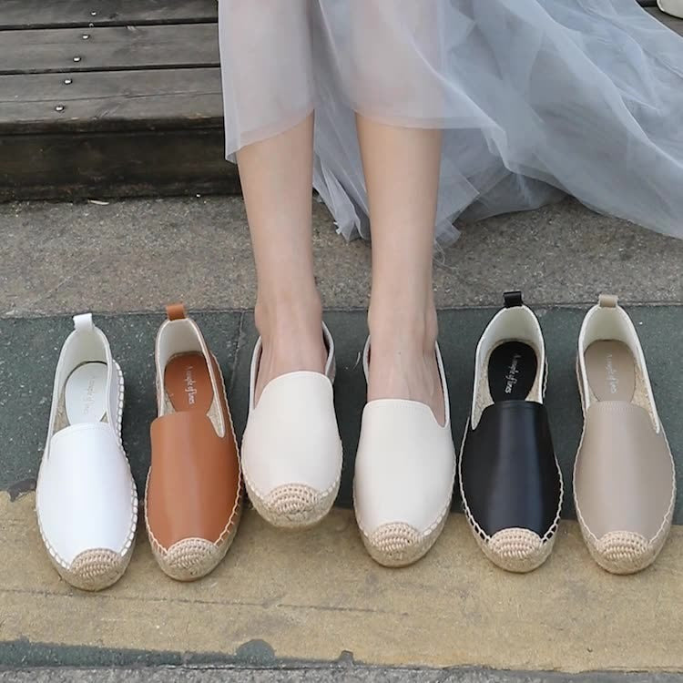 Women's Grass Woven & Leather Espadrilles
