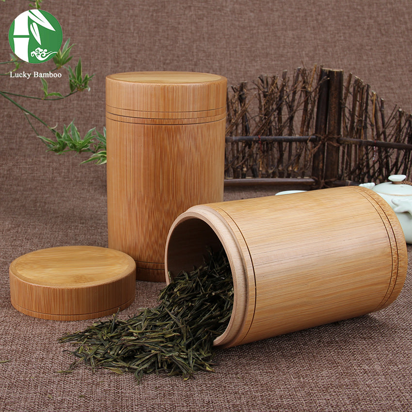 Bamboo Wooden Storage Containers with Lids for Spices, Tea, Coffee, Sugar