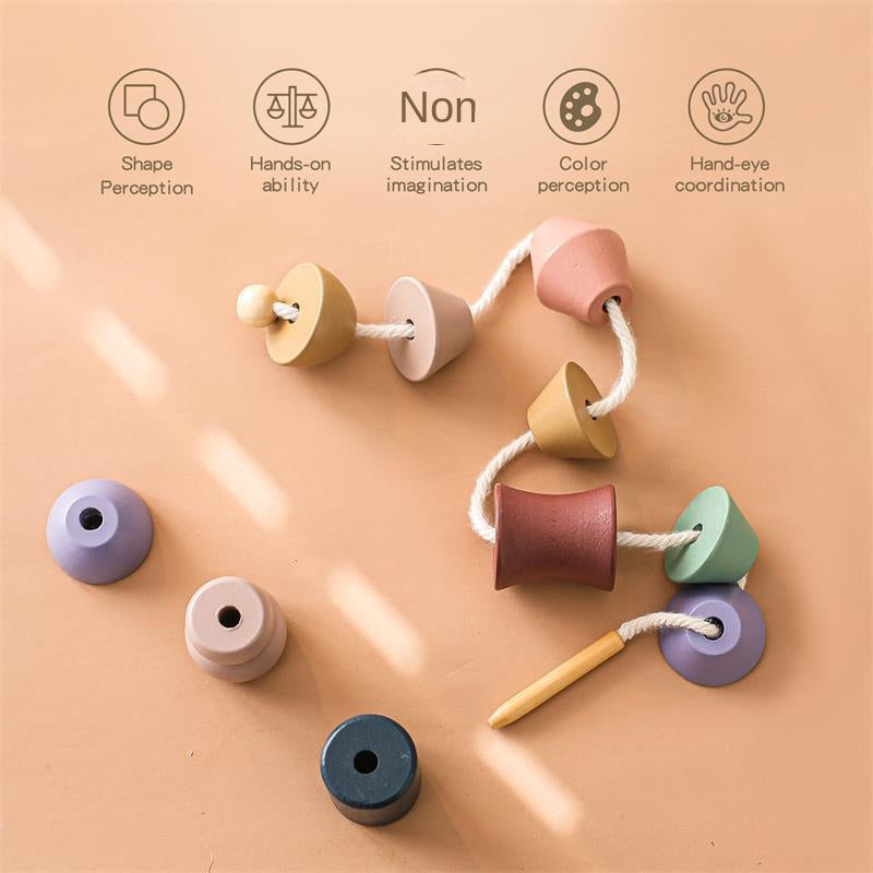 Children's Montessori Educational Toys - Animal Lacing Beads 1-3 Years Wooden Baby Threading Toy