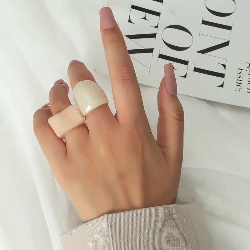 Women's Modern Acrylic Resin Ring Set - Multiple Color Choices