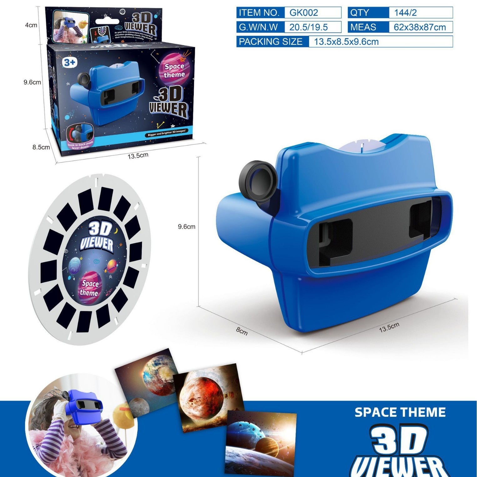 Children's 3D Viewfinder Animal Observation Machine Stereoscopic Rotating Wheel, Viewing and Puzzle Education DV Projector Toy