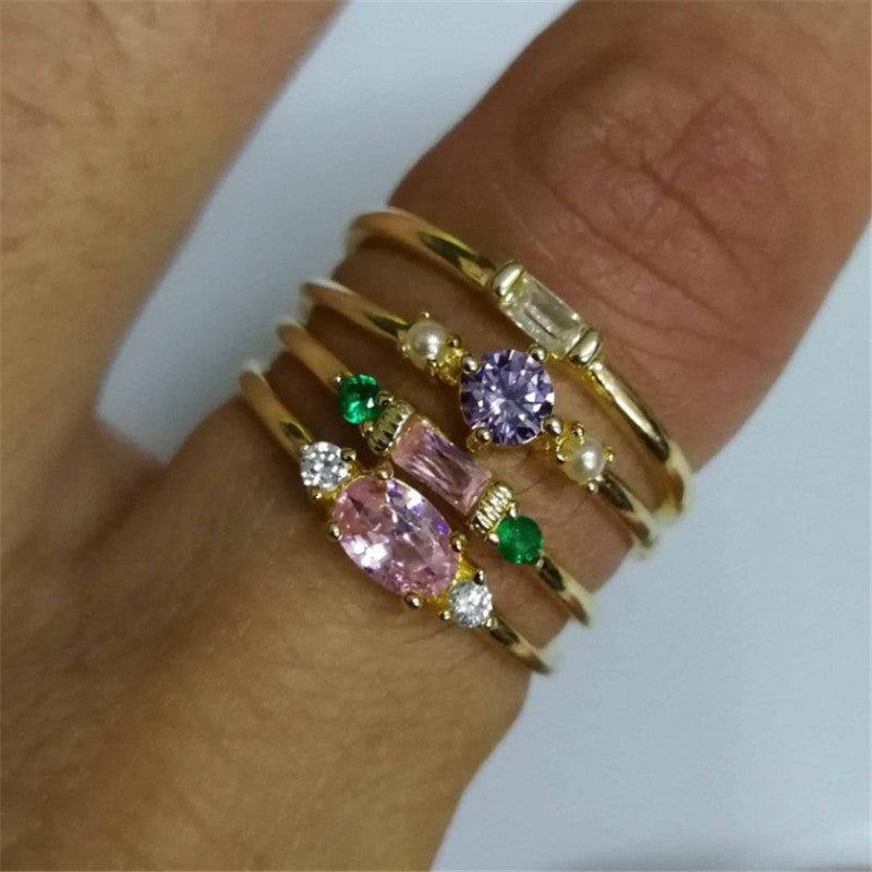 Women's 18K Gold Plated 4-Piece Stacking Ring Set Set