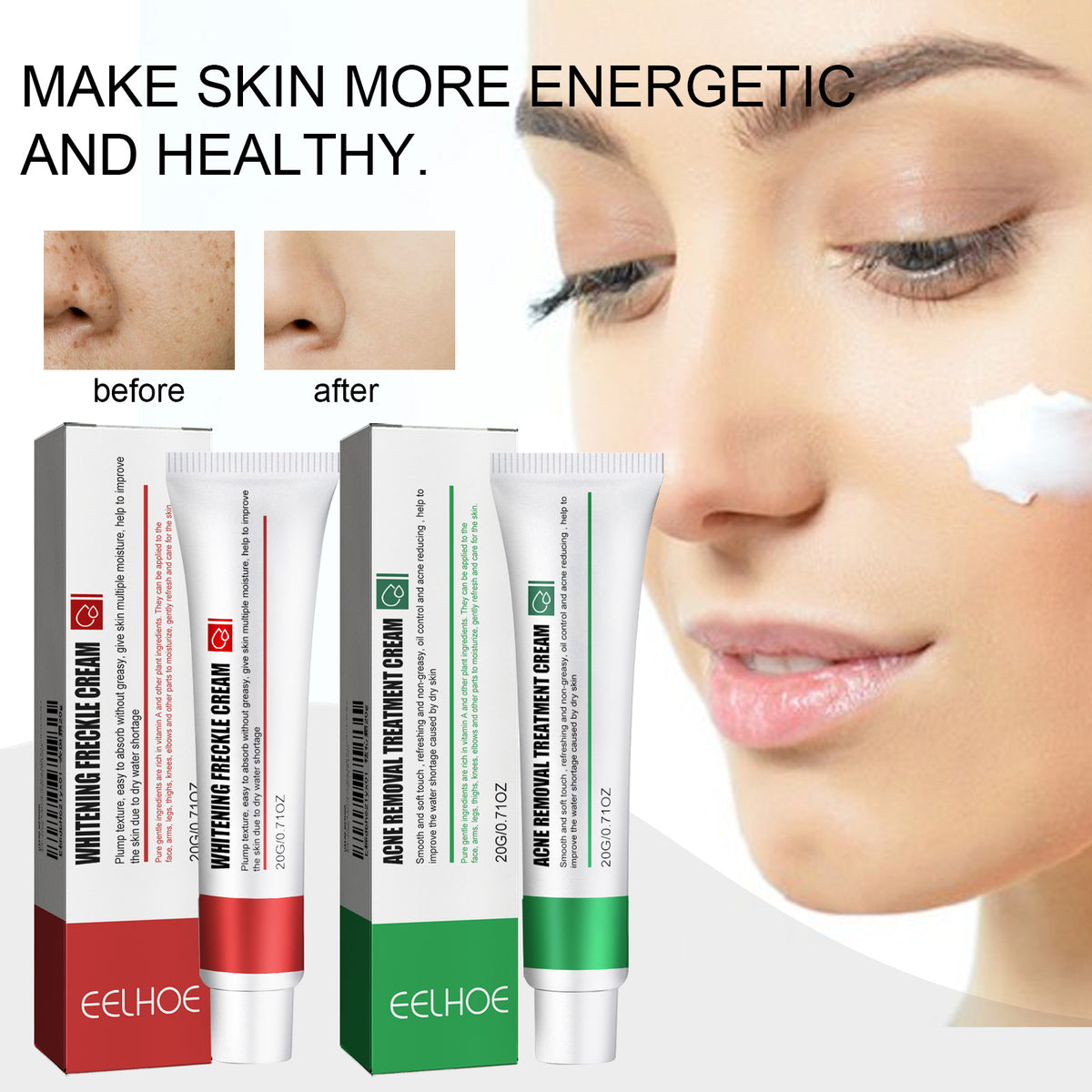 a woman with a cream on her face