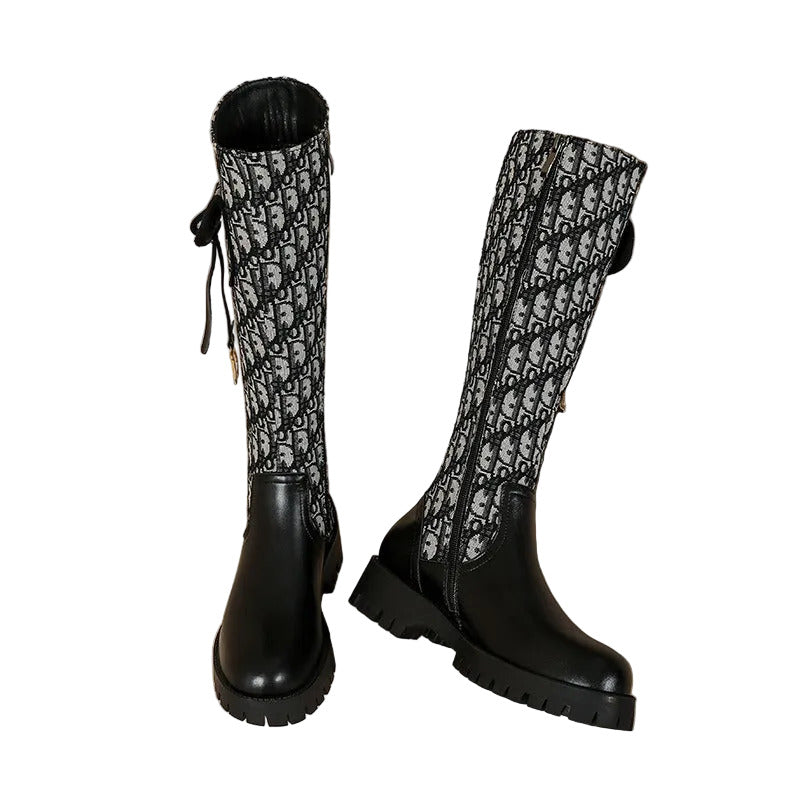 Women's Chelsea Style Chunky Sole Tall Leather Boots