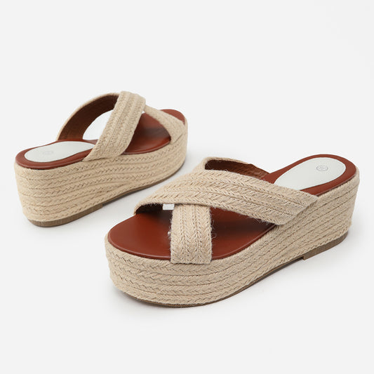 Women's Hemp Rope Wedge Heel Shoes Sandals