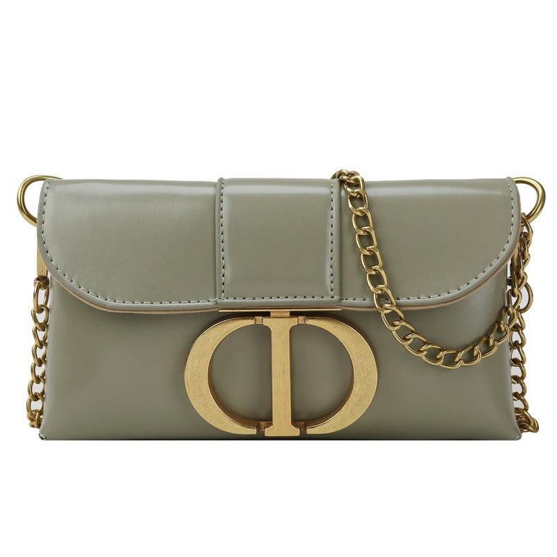 Women's Gold-Tone Metal Chain Shoulder Crossbody Bag Purse with Metal Buckle Closure