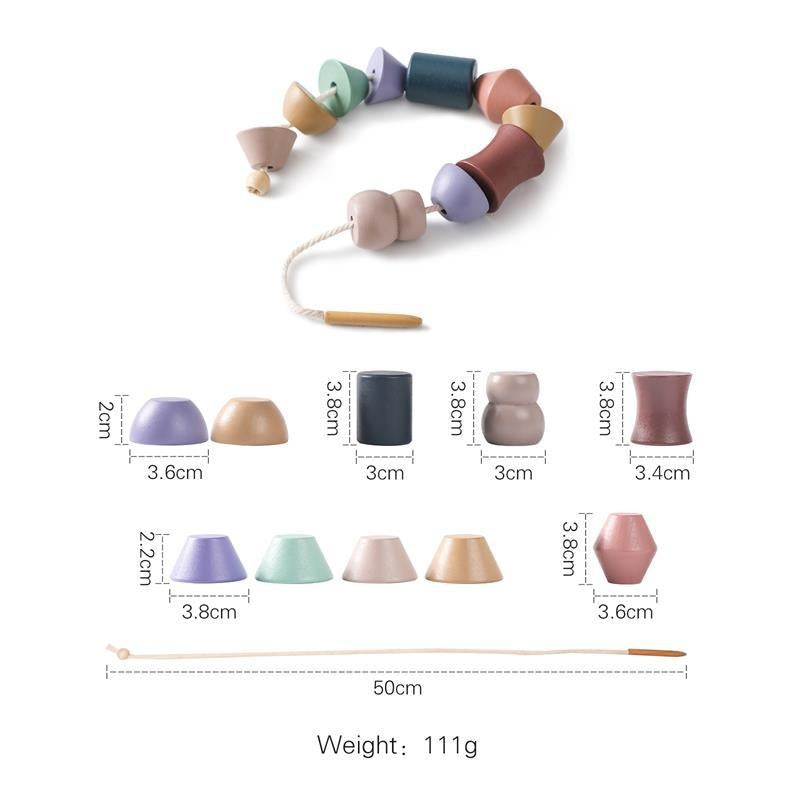 Children's Montessori Educational Toys - Animal Lacing Beads 1-3 Years Wooden Baby Threading Toy