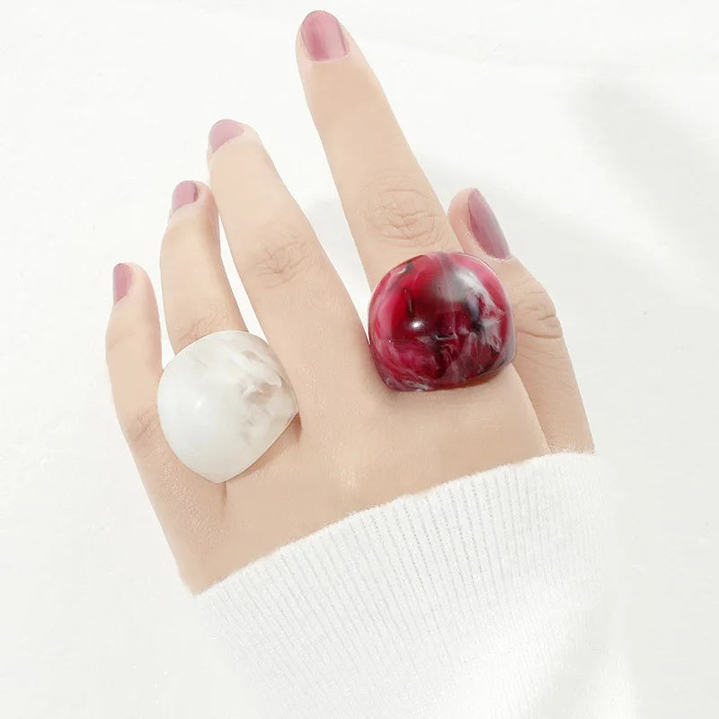 Women's Modern Acrylic Resin Ring Set - Multiple Color Choices