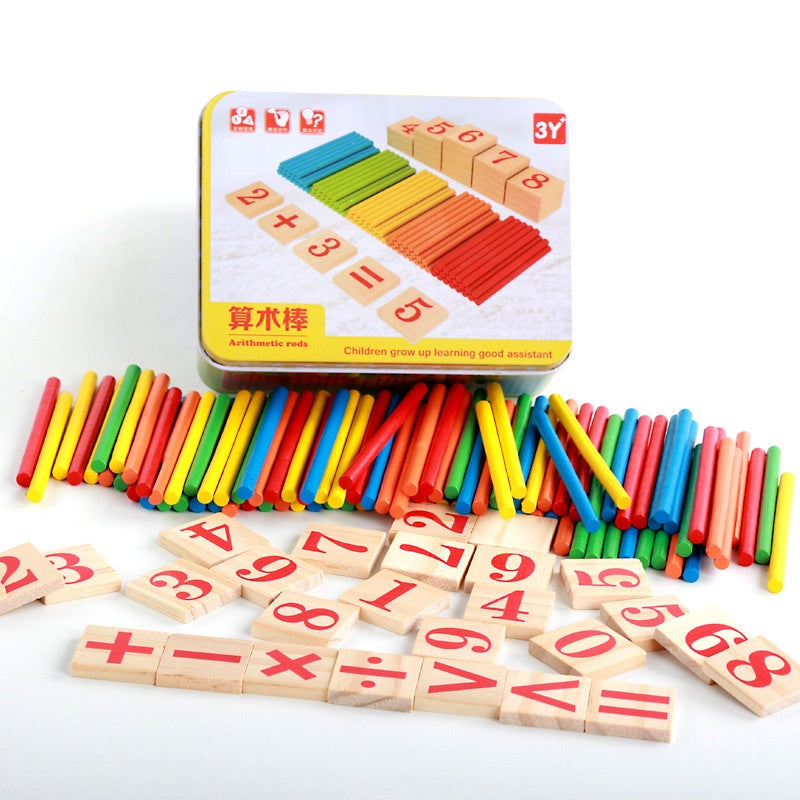 Number Sticks for Children, Arithmetic Sticks, Counting Sticks, Baby Math Teaching Aids, Magnetic Alarm Clock Boxed Educational Toys
