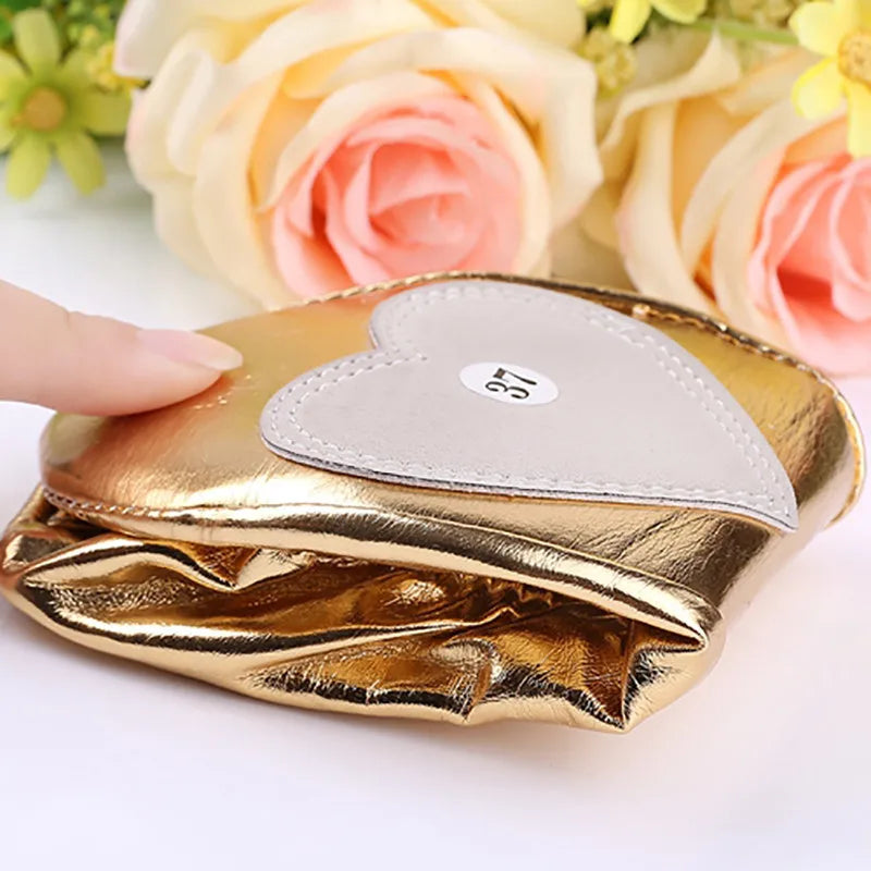 Women's Gold Metallic Genuine Leather Sheepskin Ballet Flats