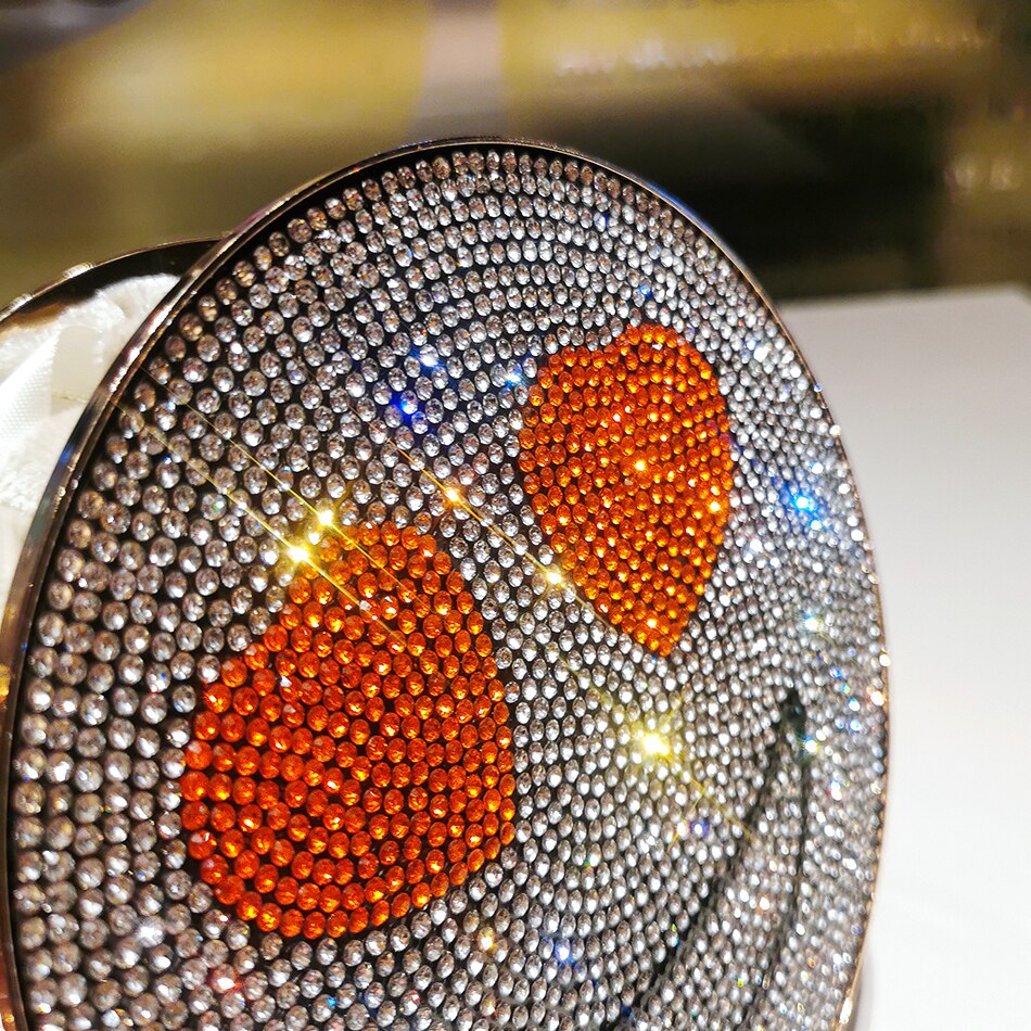 Women's Mini Circular Happy or Sad Rhinestone Dinner Purse And Handbag -  5lky8fttmq