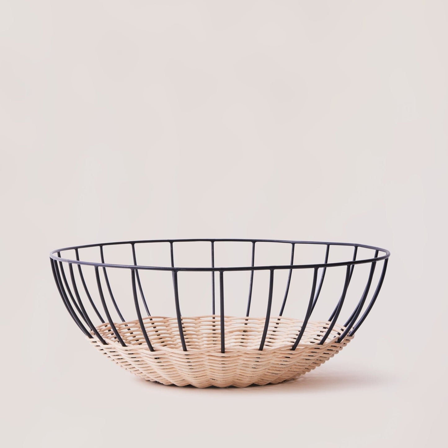 Cabo Rattan Fruit Basket w/Black Coated Iron Trim