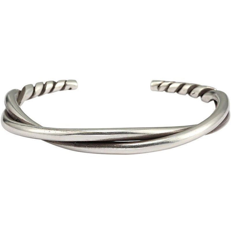 Women's Men's Handmade Pure Silver Thin Twisted Wire Cuff Bracelet