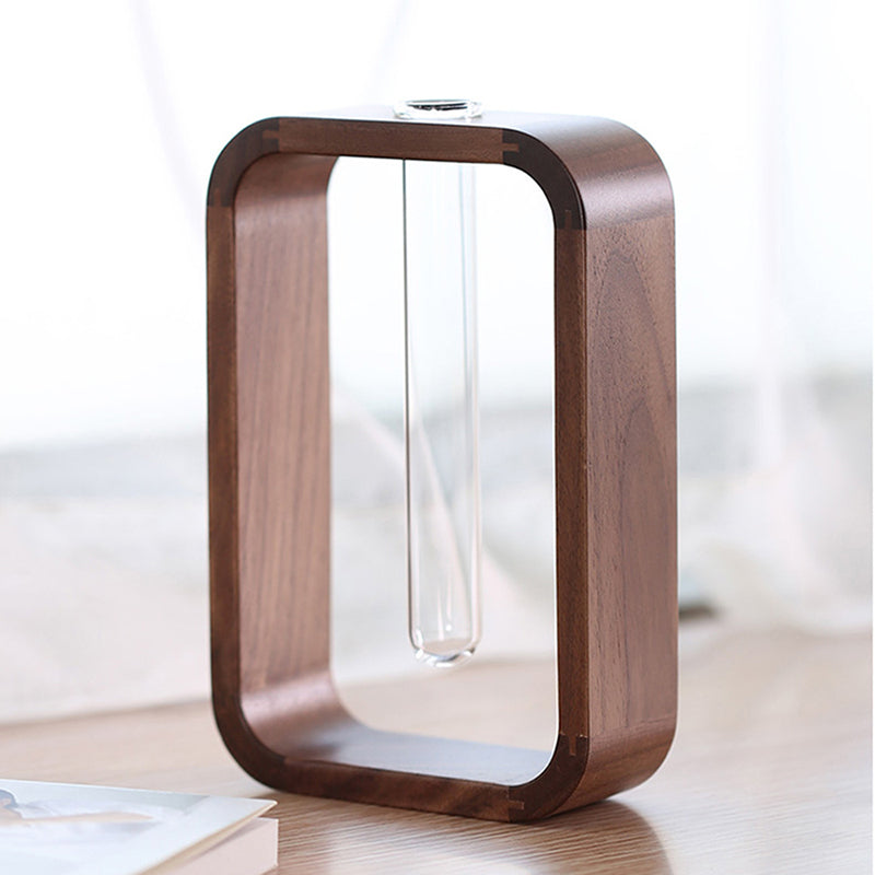Modern Solid Walnut Wood Hydroponic Large or Small Vase