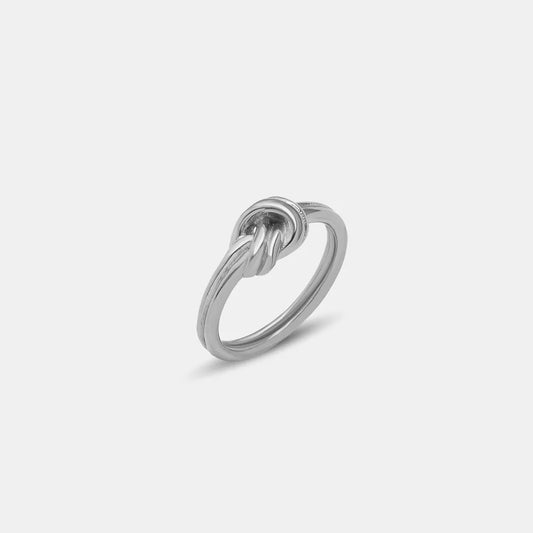Women's Titanium Steel Gold Tone or Silver Tone Twisted Knot Ring