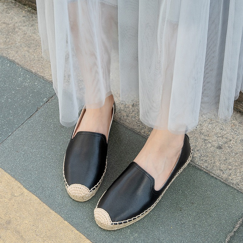 Women's Grass Woven & Leather Espadrilles