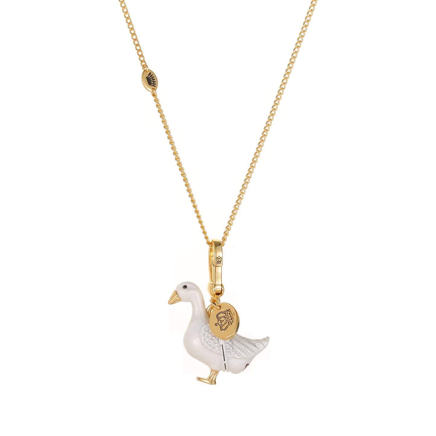 Women's Enamel Swan Goose Pendant Necklace