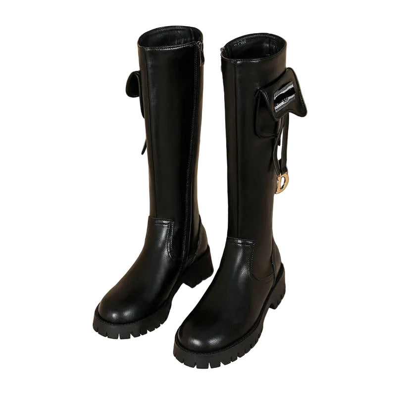 Women's Chelsea Style Chunky Sole Tall Leather Boots
