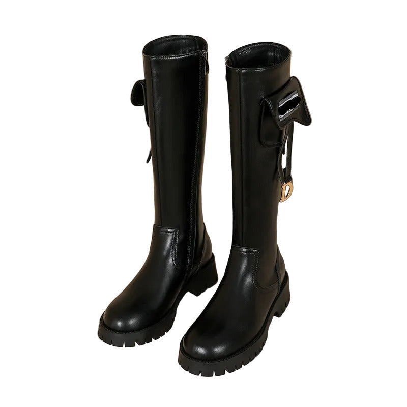 Women's Chelsea Style Chunky Sole Tall Leather Boots
