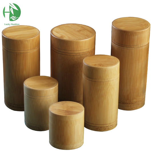 Bamboo Wooden Storage Containers with Lids for Spices, Tea, Coffee, Sugar