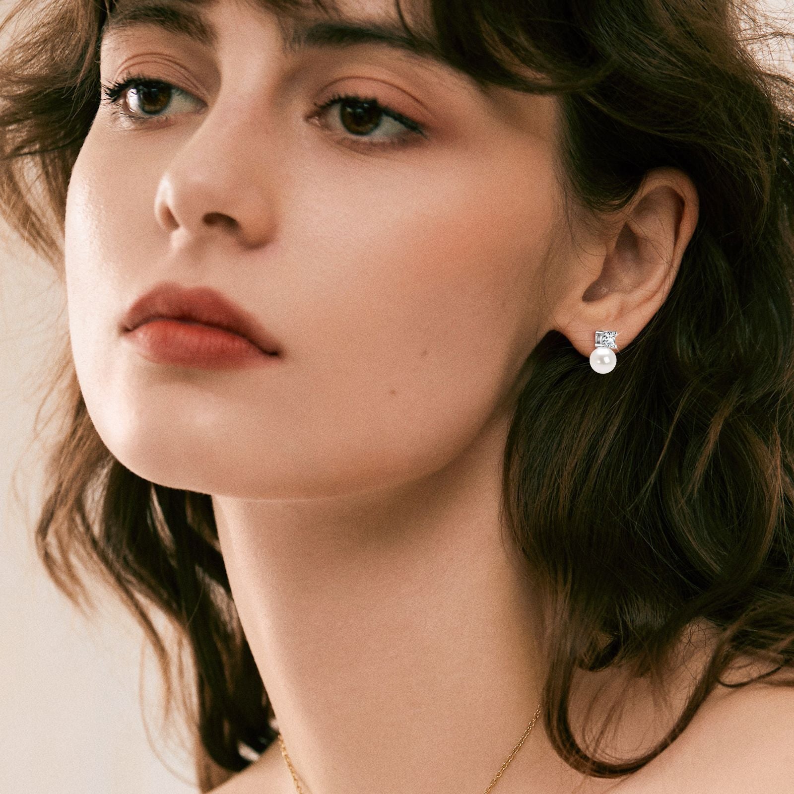 Beautiful Women's Sterling Silver S925, Freshwater Pearl & Zircon Drop Earrings