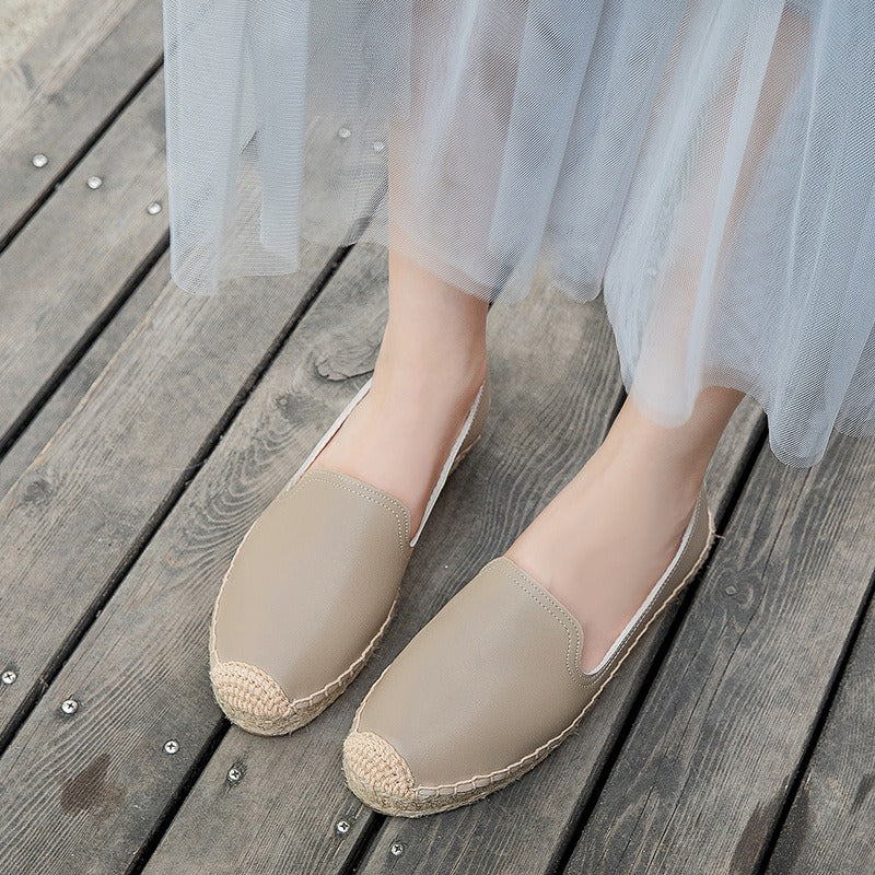 Women's Grass Woven & Leather Espadrilles