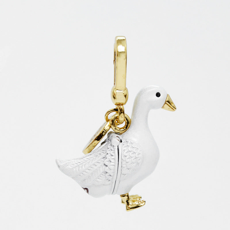 Women's Enamel Swan Goose Pendant Necklace
