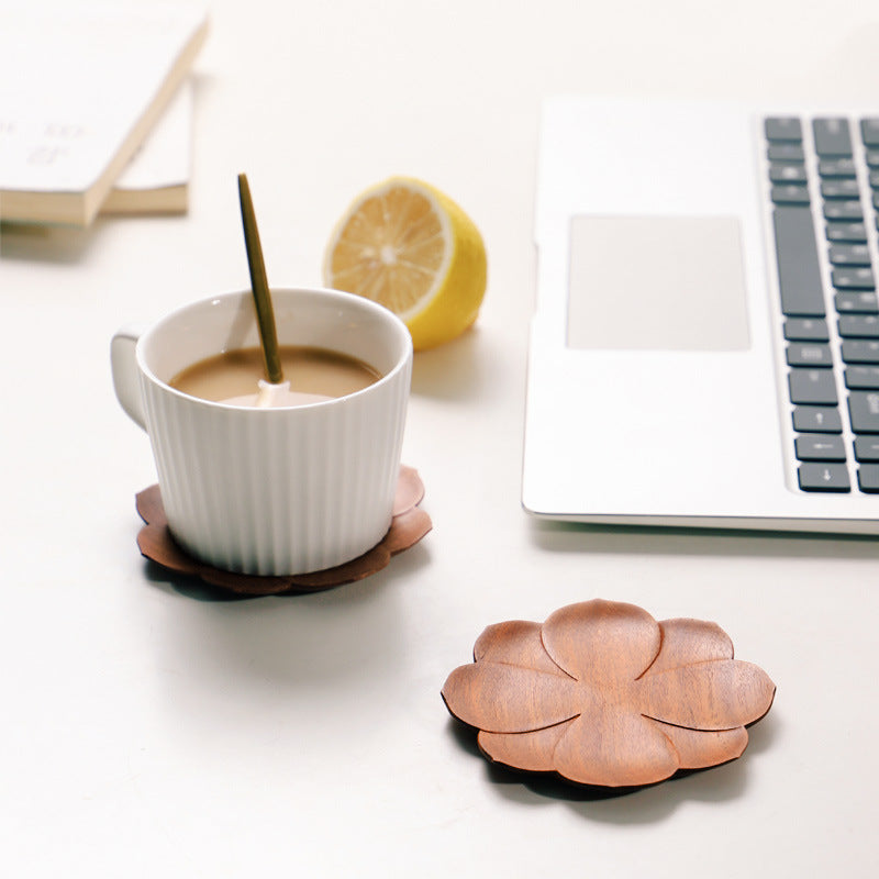 Red Sandalwood Coaster New Chinese Creative Wooden Coffee Mat Beautiful Heat Insulation Mahogany Cup Holder Tea Coaster