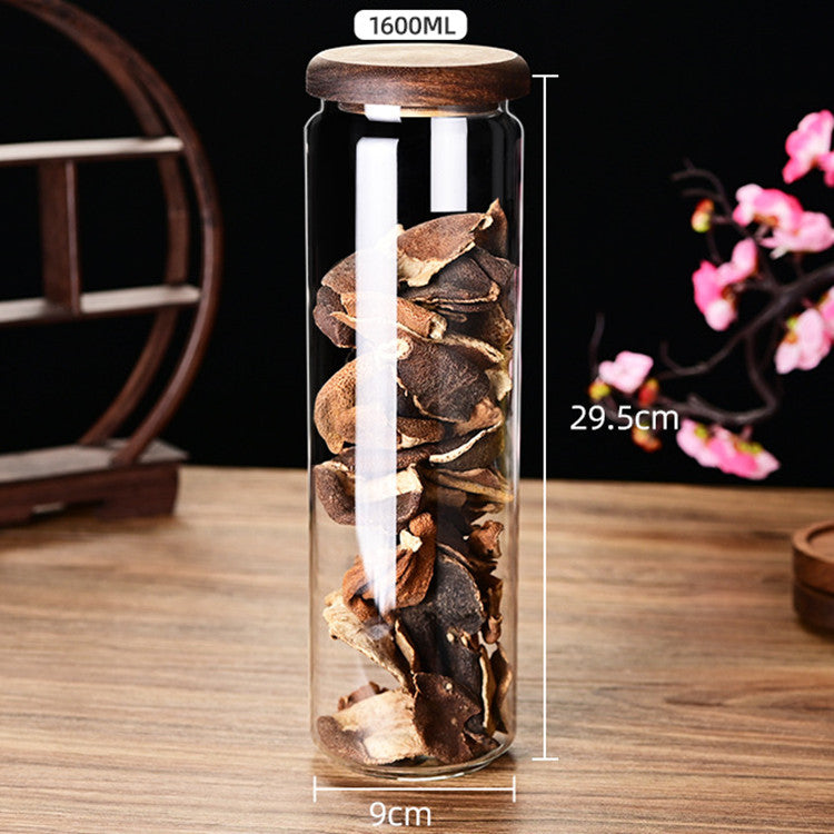 Glass+Acacia Wood Covered Universal Storage Jars