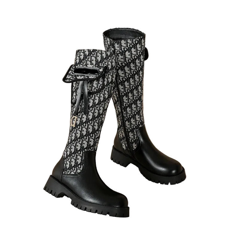Women's Chelsea Style Chunky Sole Tall Leather Boots