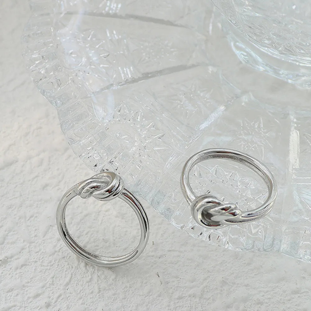 Women's Titanium Steel Gold Tone or Silver Tone Twisted Knot Ring