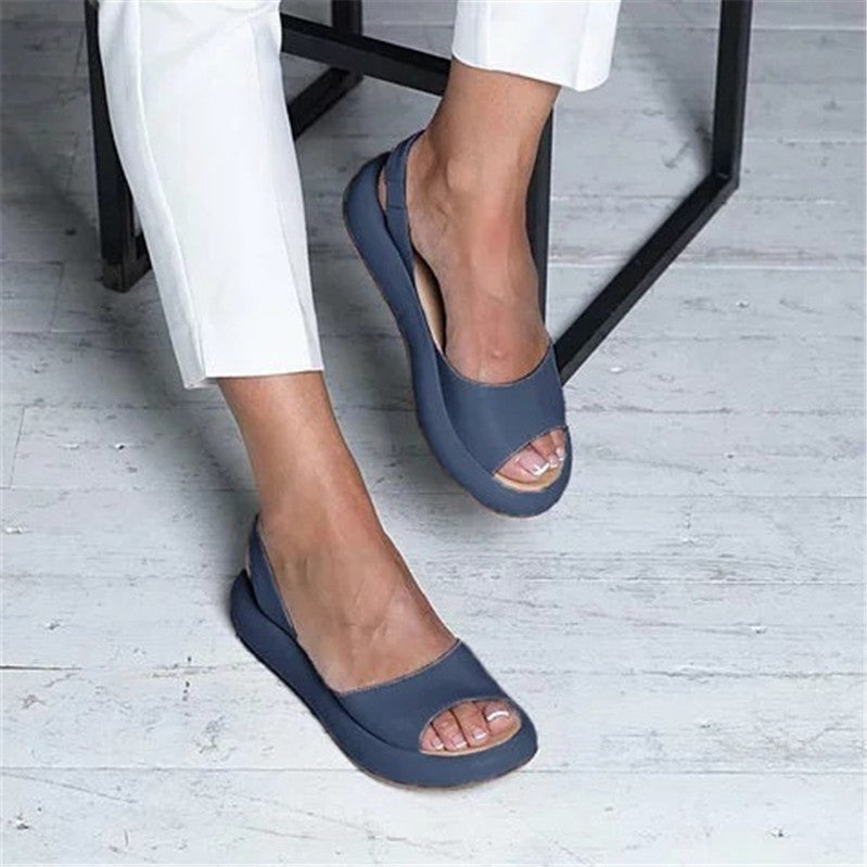 Women's Cute Vegan Leather Round Open Toe Thick Sole Sandals